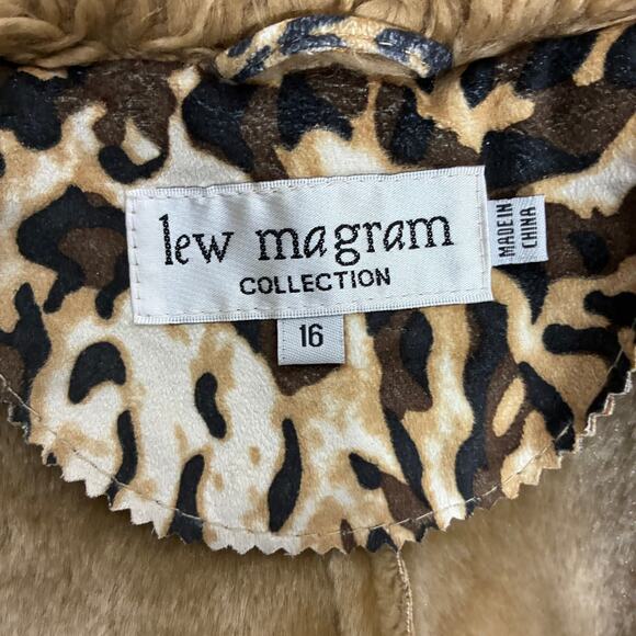 Vintage Lew Magram Faux Fur Leopard Coat Womens 16 Brown Shaggy Mob Wife Core - Picture 6 of 7
